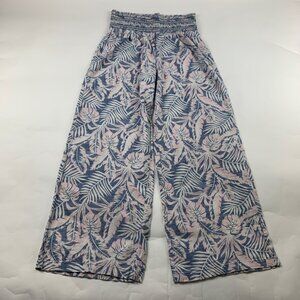DAHUI Hawaii Linen Blend Pastel Palm Print Wide Leg Lounge Pant XL